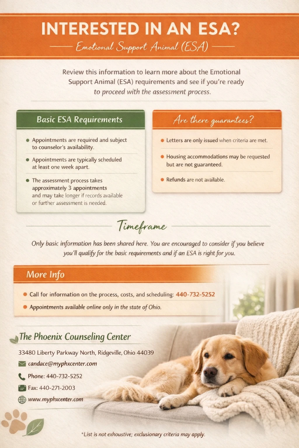Emotional Support Animal Assessments and ESA Letters full size